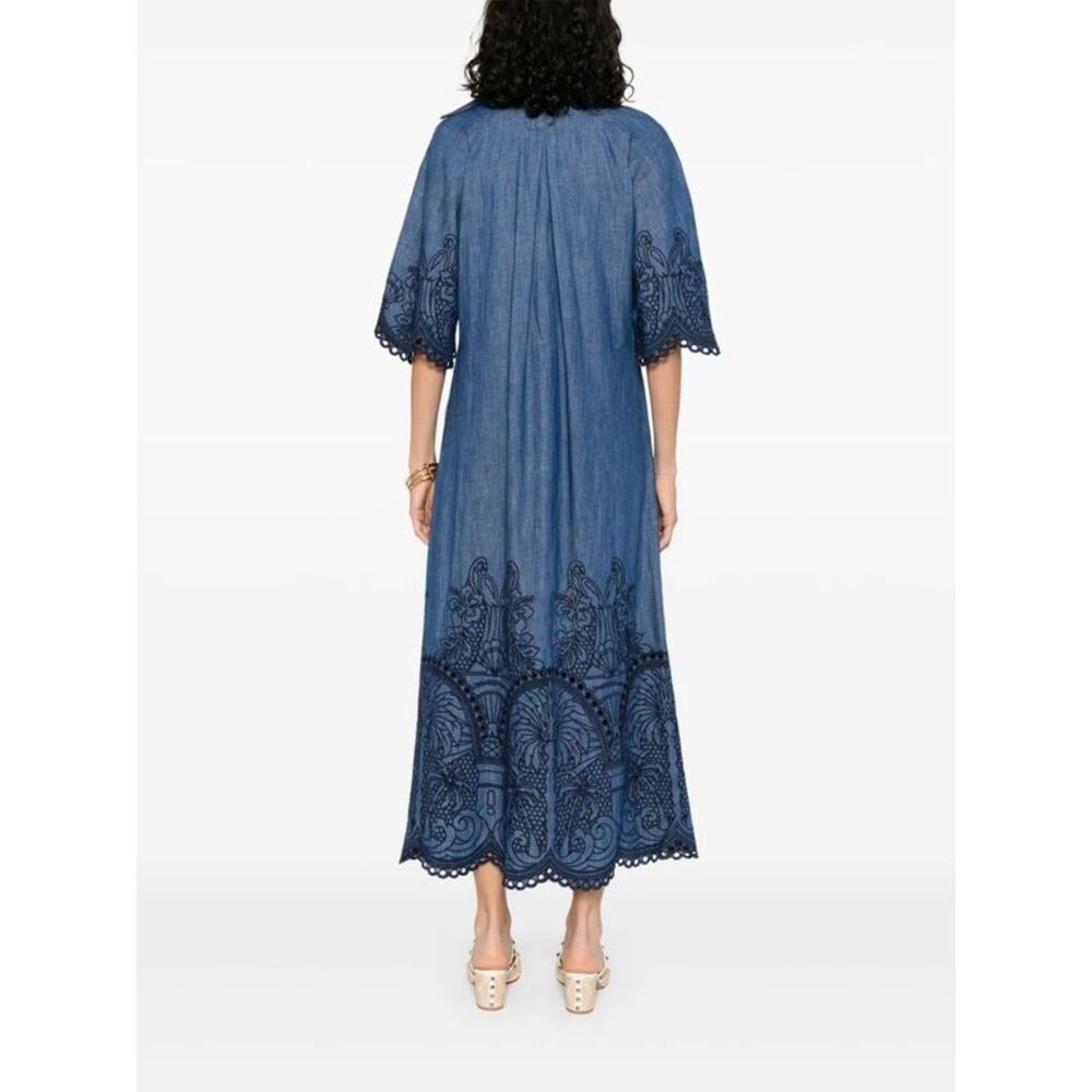 Zimmermann Women Coco Embroidered Denim Long Dress - Picture 4 of 5